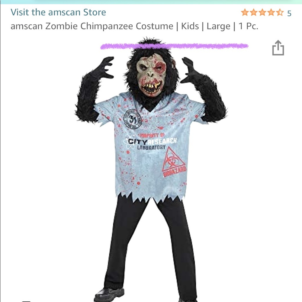 Kids Zombie Chimpanzee Costume